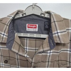 Wrangler Brown Plaid Flannel Long Sleeved Mens Button Down Shirt 3XL